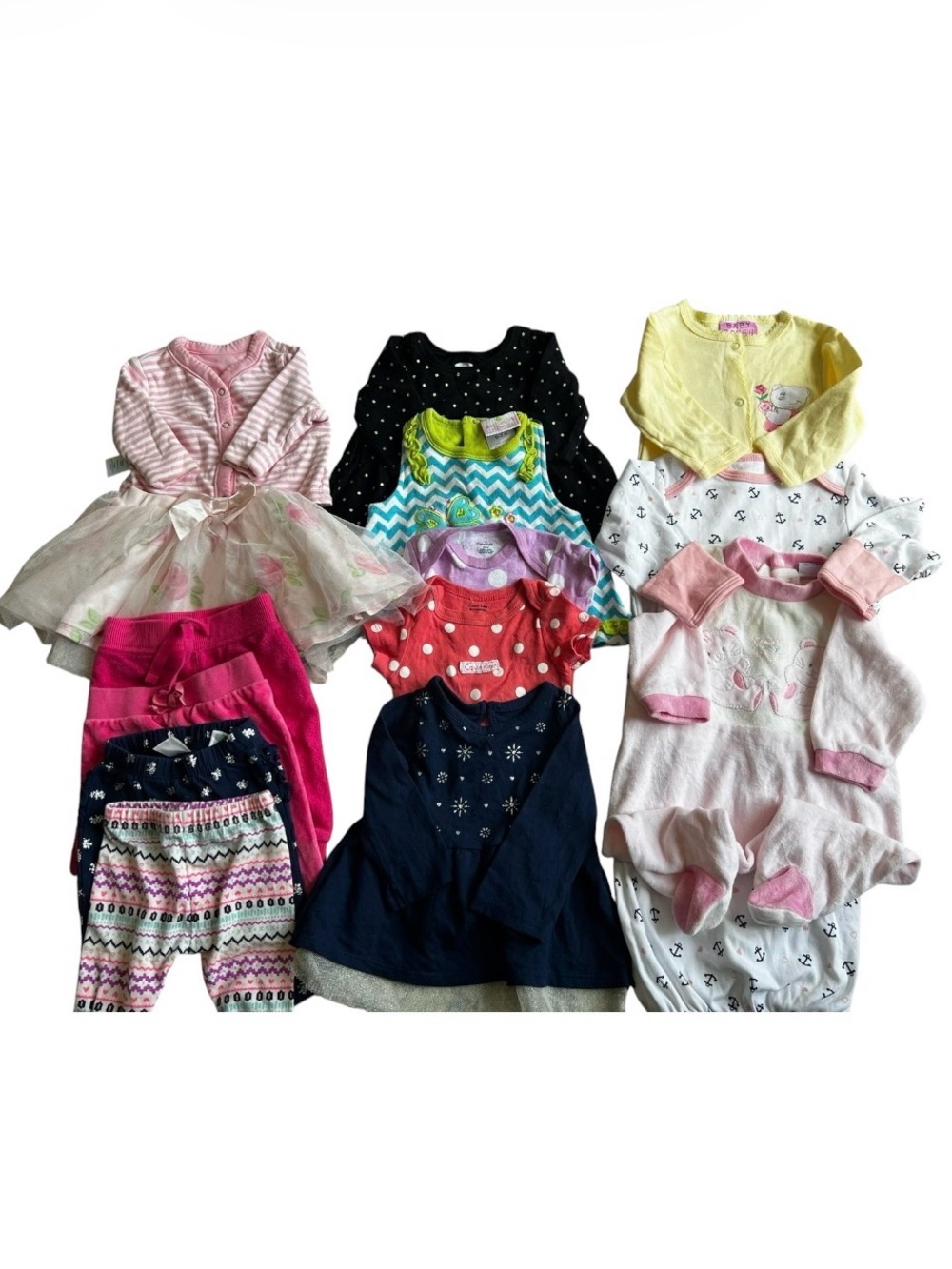 Mixed Baby Bundle - Pink, Purple, Yellow, Black, Blue, Green 0/3months
